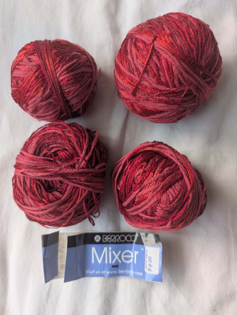 Berroco Mixer Red Novelry Art Yarn - 4 Wound Balls